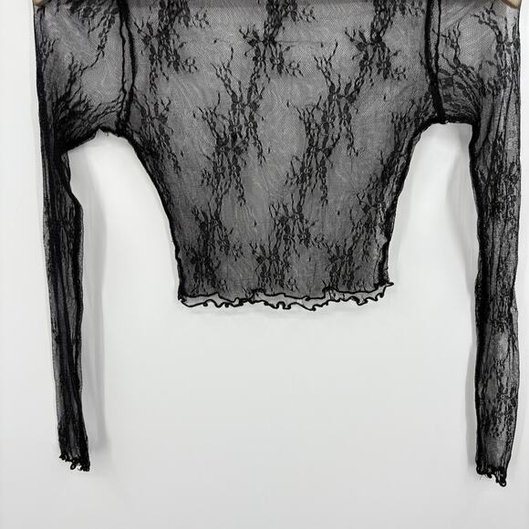 Whimsigoth Sheer Mesh Top Womens XSmall Floral Layering Fairy Grunge Indie Y2K - Picture 5 of 7